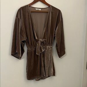 Honey Belle Velvet Brown Jumpsuit